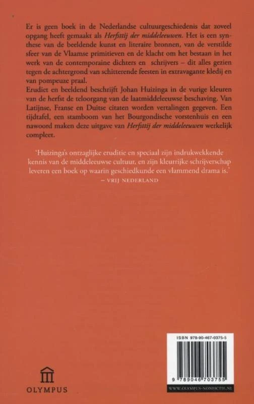 Herfsttij der middeleeuwen – Johan Huizinga – boek cover