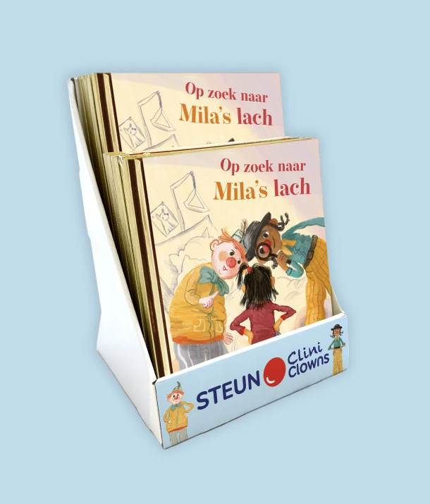CliniClowns Display Op zoek naar Mila's lach – Mark Haayema – boek cover