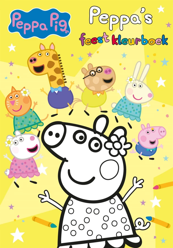 Peppa's feestkleurboek – Neville Astley – boek cover