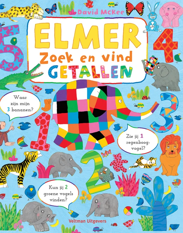 Elmer zoek en vind - getallen – David McKee – boek cover