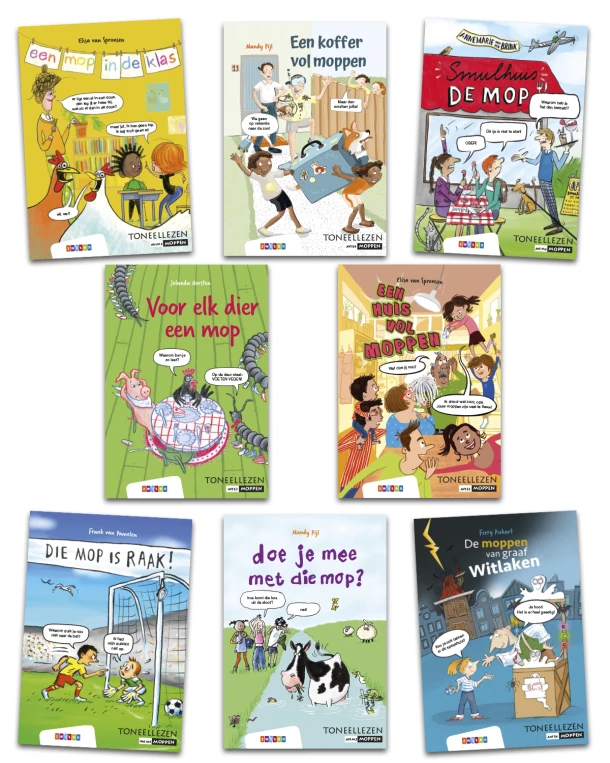 Pakket Toneellezen Moppen groep 3 en 4 (8 titels) – boek cover