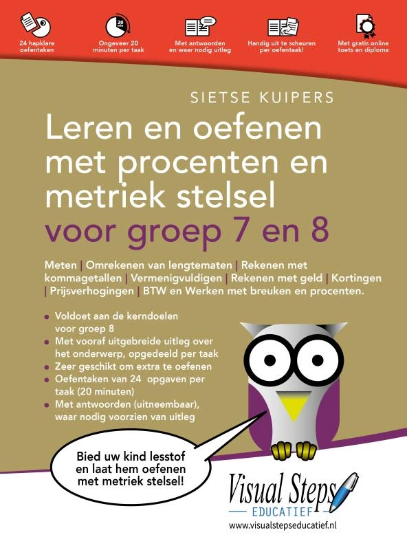 Leren en oefenen met procenten en metriek stelsel voor groep 7 en 8 – Sietse Kuipers – boek cover