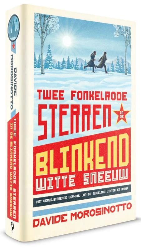 Twee fonkelrode sterren in de blinkend witte sneeuw – Davide Morosinotto – boek cover