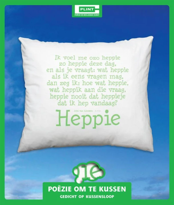 Heppie, gedicht op kussensloop – Joke van Leeuwen – boek cover