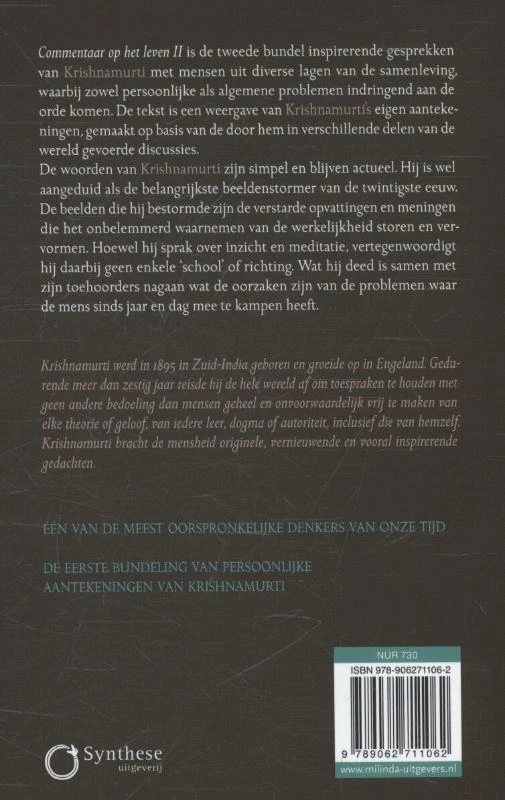 II – Jiddu Krishnamurti – boek cover