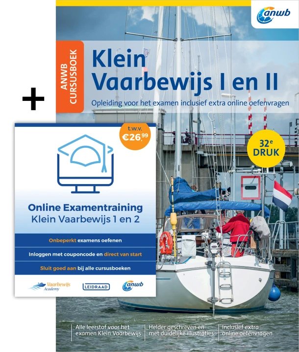 ANWB Cursusboek Klein Vaarbewijs I en II inclusief online examentraining – Eelco Piena – boek cover