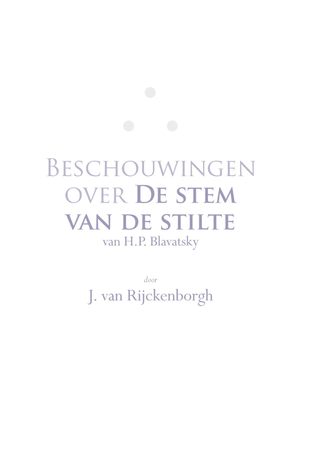 Beschouwingen over De Stem van de Stilte van H.P. Blavatsky – J. van Rijckenborgh – boek cover