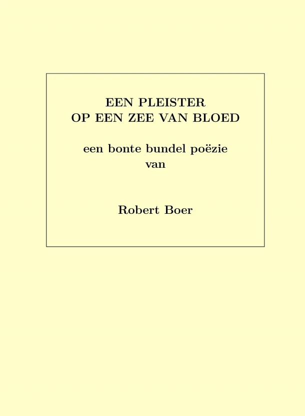 Een pleister op een zee van bloed – Robert Boer – boek cover
