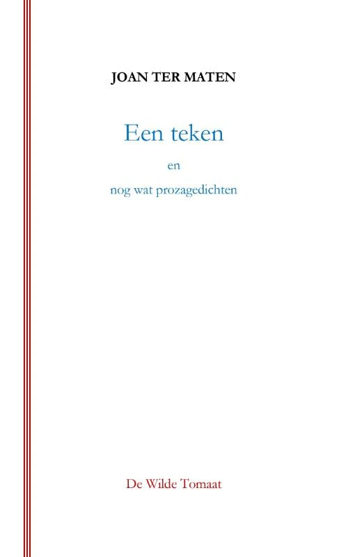 Een teken – Joan ter Maten – boek cover