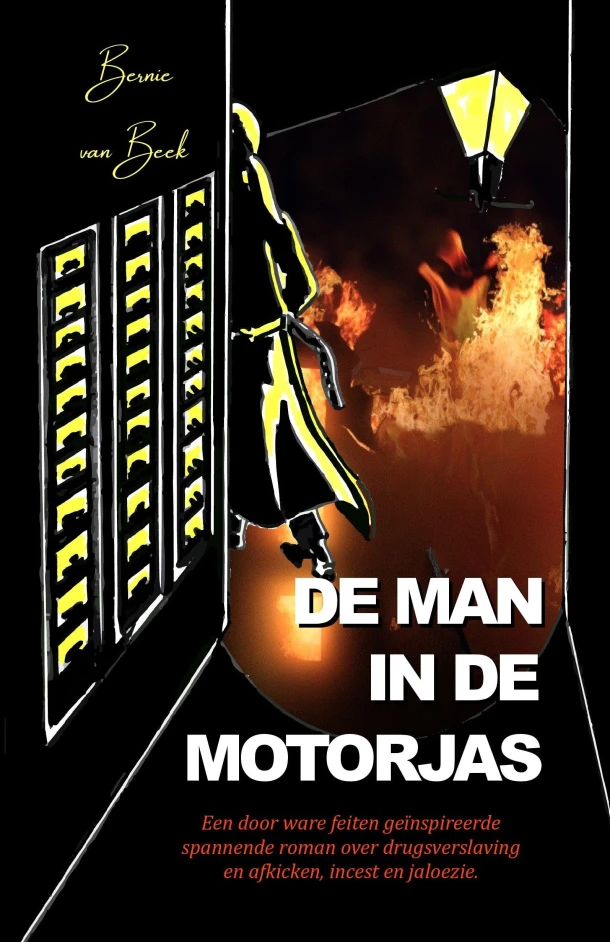 DE MAN IN DE MOTORJAS – Bernie VAN BEEK – boek cover