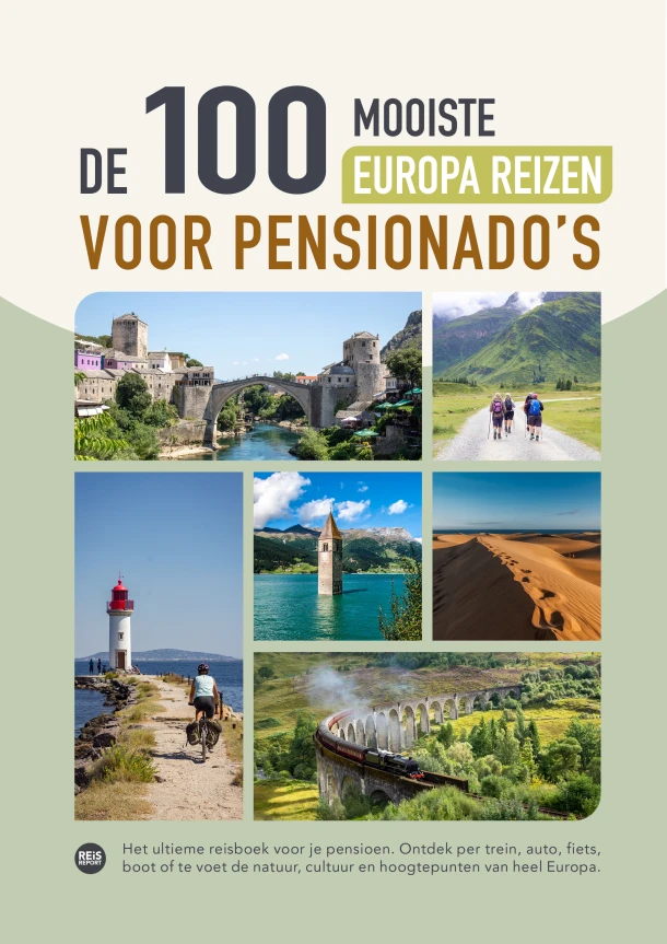 De 100 mooiste Europa reizen voor pensionado's – Marlou Jacobs – boek cover