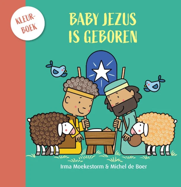 Baby Jezus is geboren kleurboek - 5 ex. – Irma Moekestorm – boek cover