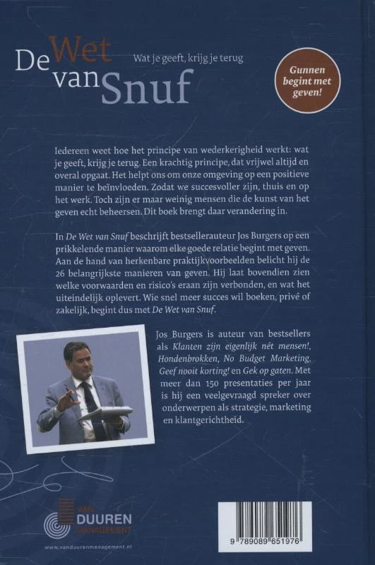 De wet van snuf – Jos Burgers – boek cover