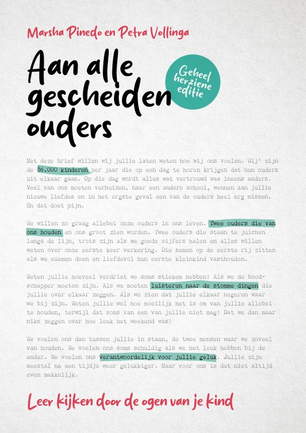 Aan alle gescheiden ouders – Marsha Pinedo – boek cover