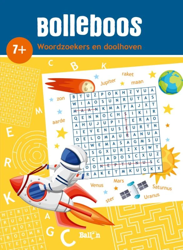 Woordzoekers en doolhoven 7+ – boek cover