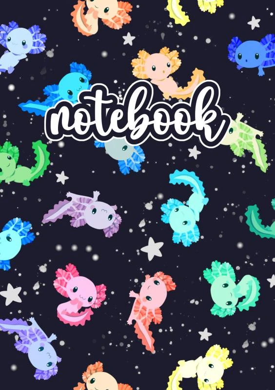 Axolotl Notebook Schwarz/Bunt – The Lilli Bird – boek cover