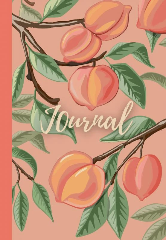 Notebook | Journal with digitally handmade Illustrated Hardcover | Peach – boek cover