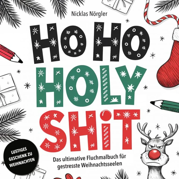 HO HO HOLY SHIT - Das ultimative Fluchmalbuch für gestresste Weihnachtsseelen – Nicklas Nörgler – boek cover