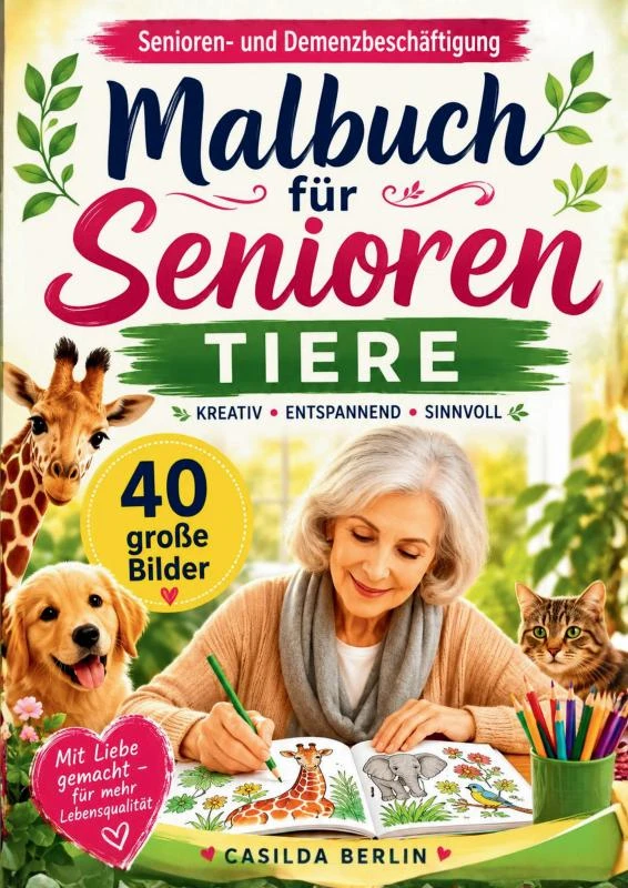 Malbuch für Senioren Tiere - Senioren- und Demenzbeschäftigung – Casilda Berlin – boek cover
