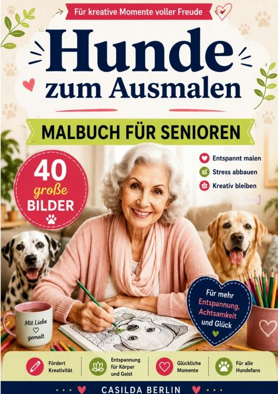 Hunde zum Ausmalen - Malbuch für Senioren – Casilda Berlin – boek cover