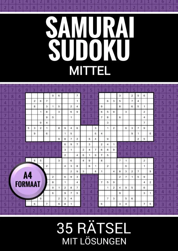 Samurai Sudoku Mittel - 35 Rätsel mit Lösungen – Sudoku Puzzlebücher – boek cover