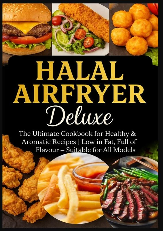 Halal Airfryer Deluxe: The Ultimate Cookbook for Healthy & Aromatic Recipes – Yasmin Rahimi – boek cover