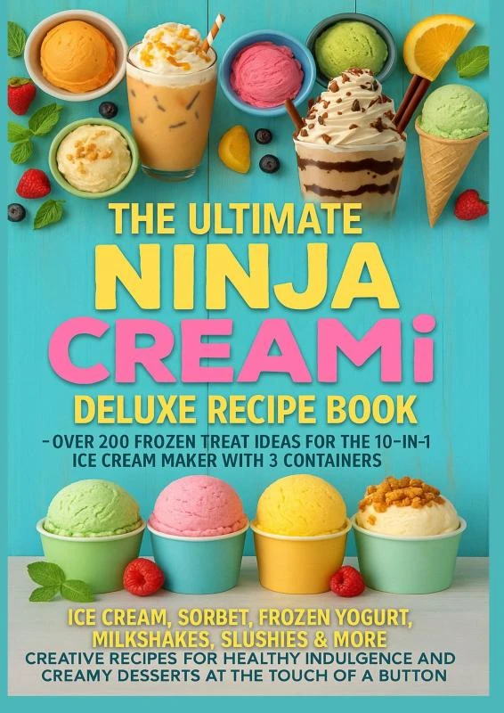 The Ultimate Ninja CREAMi Deluxe Recipe Book¿ Over 200 Frozen Treat Ideas for the 10-in-1 Ice Cream Maker with 3 Containers – Marie Leckerbissen – boek cover