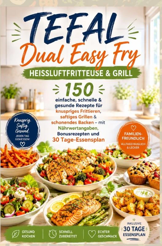Tefal Dual Easy Fry ¿ Heißluftfritteuse & Grill 150 einfache, schnelle & gesunde Rezepte für knuspriges Frittieren, saftiges Grillen & – Lisa RezeptKüche – boek cover