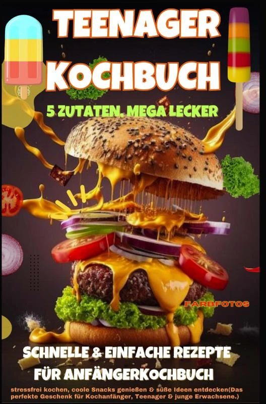 Teenager Kochbuch ¿ 5 Zutaten, mega lecker: Schnelle & einfache Rezepte für Anfänger (Farbfotos) – Kira Kochmann – boek cover