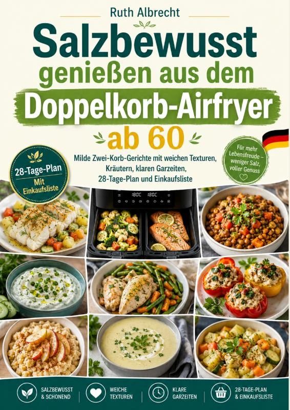 Salzbewusst genießen aus dem Doppelkorb-Airfryer ab 60 – Ruth Albrecht – boek cover
