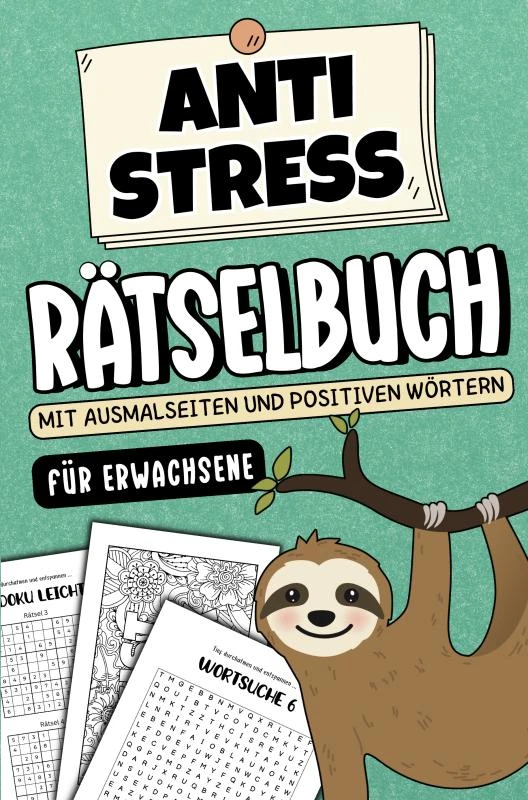 Anti Stress Rätselbuch für Erwachsene - Mit Ausmalseiten und positiven Wörtern – Offline Oase – boek cover
