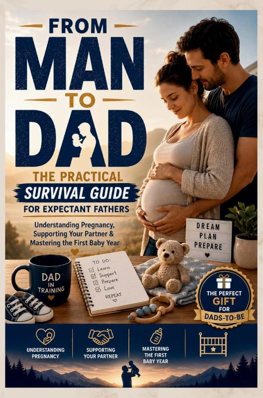 FROM MAN TO DAD the Practical Survival Guide for Expectant Fathers: Understanding Pregnancy, Supporting Your Partner & Mastering the First Baby Year – Isabel Levin – boek cover