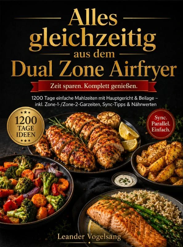 Alles gleichzeitig aus dem Dual Zone Airfryer – Leander Vogelsang – boek cover