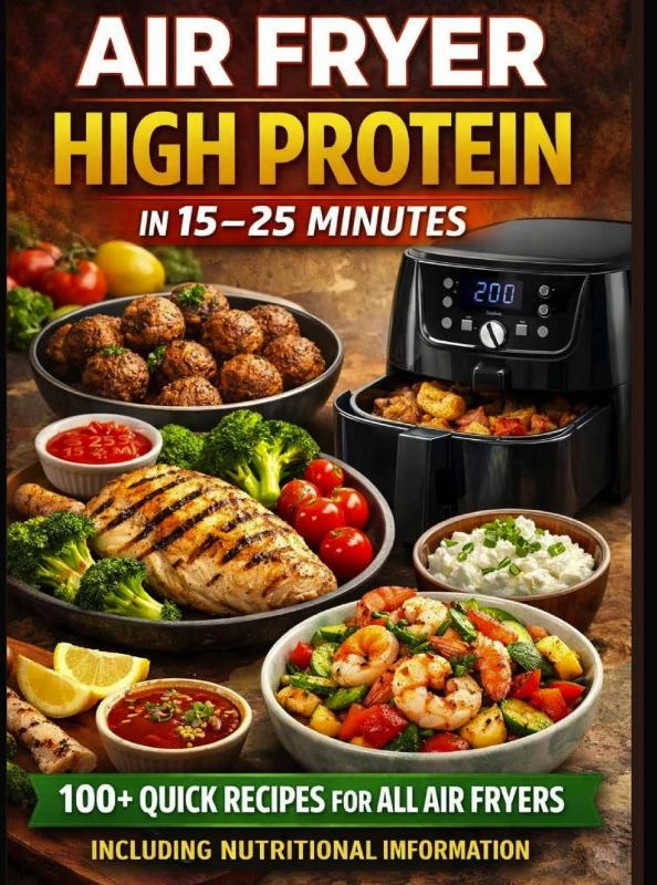 Air Fryer High Protein ¿ In 15¿25 Minutes: 100+ Quick Recipes For All Air Fryers ¿ Including Nutritional Information ¿ – Clara Feldhaus – boek cover