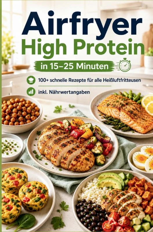 Airfryer High Protein ¿ in 15¿25 Minuten 100+ schnelle Rezepte für alle Heißluftfritteusen ¿ inkl. Nährwertangaben – Clara Feldhaus – boek cover