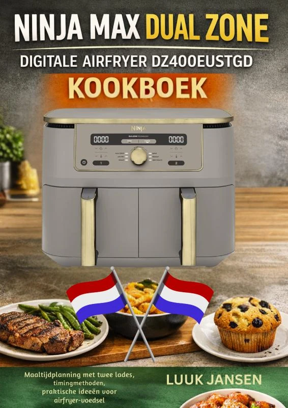 NINJA MAX DUAL ZONE DIGITALE AIRFRYER DZ400EUSTGD KOOKBOEK – Luuk JANSEN – boek cover