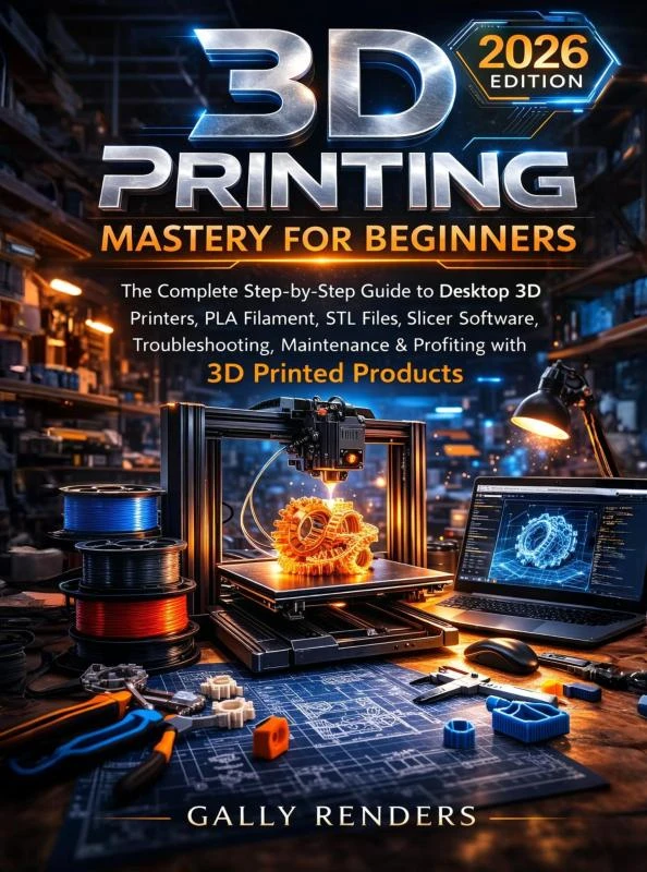 3D Printing Mastery For Beginners – Gally Renders – boek cover