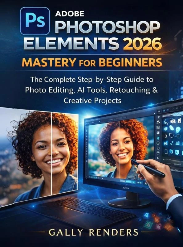 Adobe Photoshop Elements 2026 Mastery for Beginners – Gally Renders – boek cover