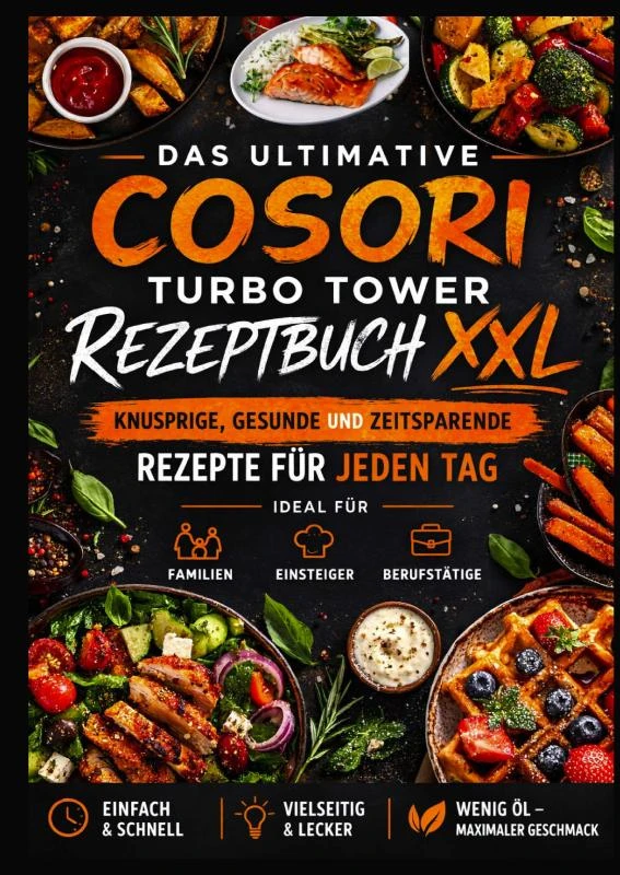 Das ultimative COSORI Turbo Tower Rezeptbuch XXL: Knusprige, gesunde und zeitsparende Rezepte für jeden Tag – Mia Genuss – boek cover