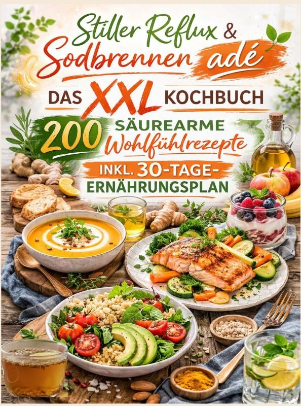 Stiller Reflux & Sodbrennen adé: Das XXL Kochbuch ¿ 200 säurearme Wohlfühlrezepte inkl. 30-Tage-Ernährungsplan – Clara Feldhaus – boek cover