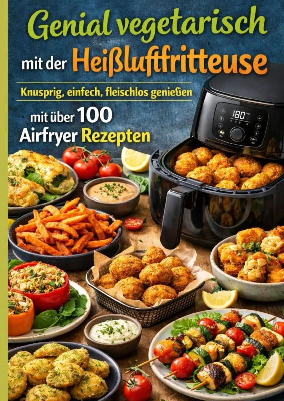 Genial vegetarisch mit der Heißluftfritteuse ¿ Knusprig, einfach, fleischlos genießen mit über 100 Airfryer Rezepten – Karine Hans – boek cover