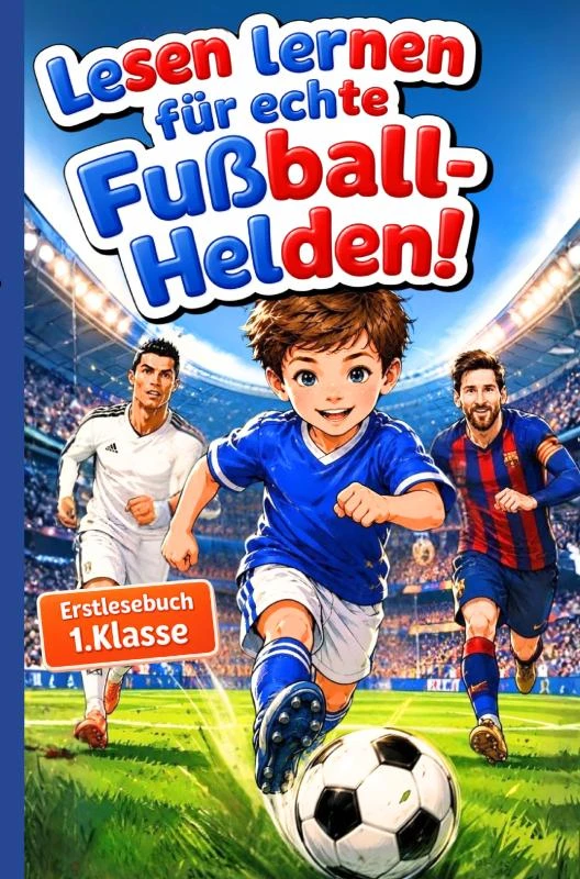 Lesen lernen 1. Klasse mit Fußball-Profis: Erstlesebuch mit Silben Trennung, ideal als Geschenk zur Einschulung für Jungen 6 Jahre, Fussball Geschenke – Lauren Everly – boek cover