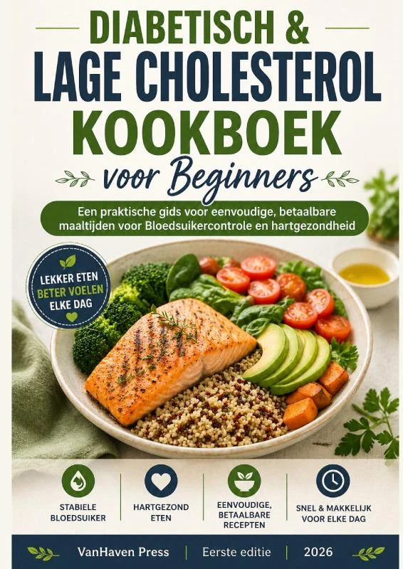 Diabetisch & Lage cholesterol Kookboek voor Beginners – VanHaven Press – boek cover