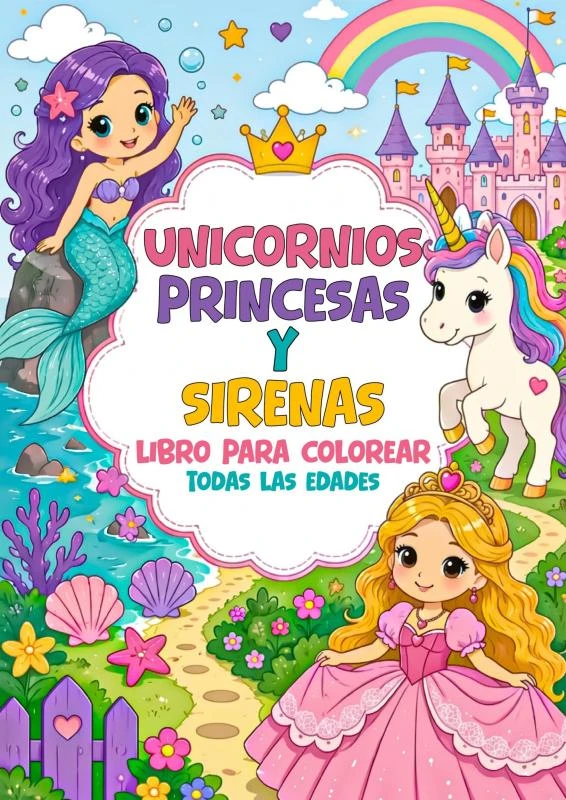 Libro para Colorear - Unicornios, Princesas y Sirenas – Libros & Libros – boek cover