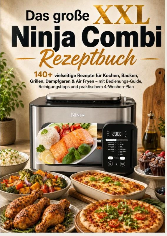 Das große XXL Ninja Combi Rezeptbuch 140+ vielseitige Rezepte für Kochen, Backen, Grillen, Dampfgaren & Air Fryen – Mia Fitwell – boek cover