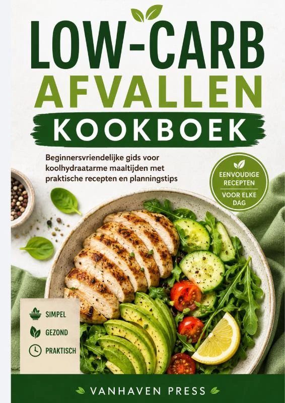 LOW-CARB AFVALLEN K O O K B O E K – boek cover