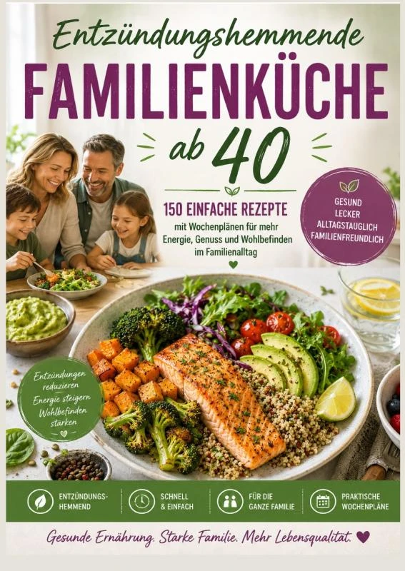 Entzündungshemmende Familienküche ab 40 :150 einfache Rezepte mit Wochenplänen für mehr Energie, Genuss und Wohlbefinden im Familienalltag – Katharina Familienküche – boek cover