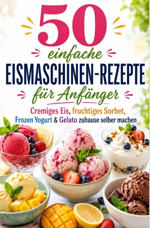 50 einfache Eismaschinen-Rezepte für Anfänger Cremiges Eis, fruchtiges Sorbet, Frozen Yogurt & Gelato zuhause selber machen – Lilly Eisfeld – boek cover