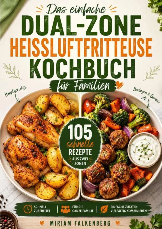 Das einfache Dual-Zone-Heißluftfritteuse Kochbuch für Familien – Miriam Falkenberg – boek cover