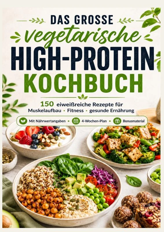 Das vegetarische High-Protein-Kochbuch Eiweißreiche Rezepte für Muskelaufbau, Fitness & gesunde Ernährung – Katja Meyer – boek cover